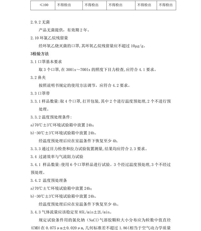 醫(yī)用防護口罩N95（滅菌）產品技術要求模板(圖6)